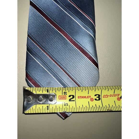 Stix Baer & Fuller Neck Tie Blue Burgundy Stripes 54” Long - Picture 6 of 7